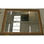 Large Bevelled Edged Gilt framed Hall Mirror 71cm High, 101cm Wide