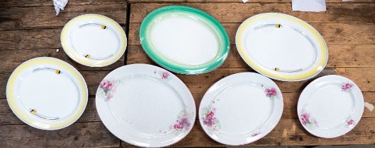 Shelley oval platter 41cm pattern 12323, 3 x graduated platters pattern 12315 and 2 x 12128 platters