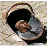 Antique Copper Coal Scuttle & shovel , length 40cm