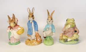 Royal Albert Large Beatrix Potter Figures Peter Rabbit with Pocket Handkerchief , Mrs Rabbit,
