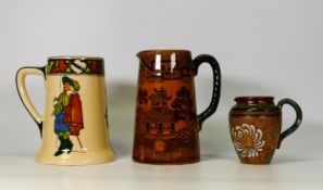 Royal Doulton, Doulton & Doulton Lambeth Tankard , jug & silica ware jug, tallest 14cm(3)