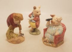 Royal Albert Beatrix Potter figures including Little Pig Robinson Spying, Pigling Eats His Porridge,