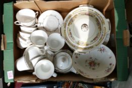 A mixed collection of item to include Wedgwood Plaza patterned cups, Royal Doulton Romeo patterned