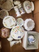A mixed collection of items to include boxed Wedgwood Christmas bauble bauble, Aynsley cottage