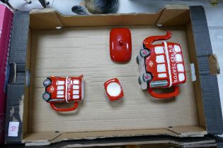 Border Fine Arts Underground Big Red Bus Teapot, Jug & Egg Cup