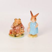 Beswick Beatrix Potter Figures Mrs Flopsy Bunny & Mr Jeremy Fisher , both BP2's(2)