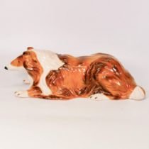 Large Szeiler pottery lying Collie Dog, length 32cm