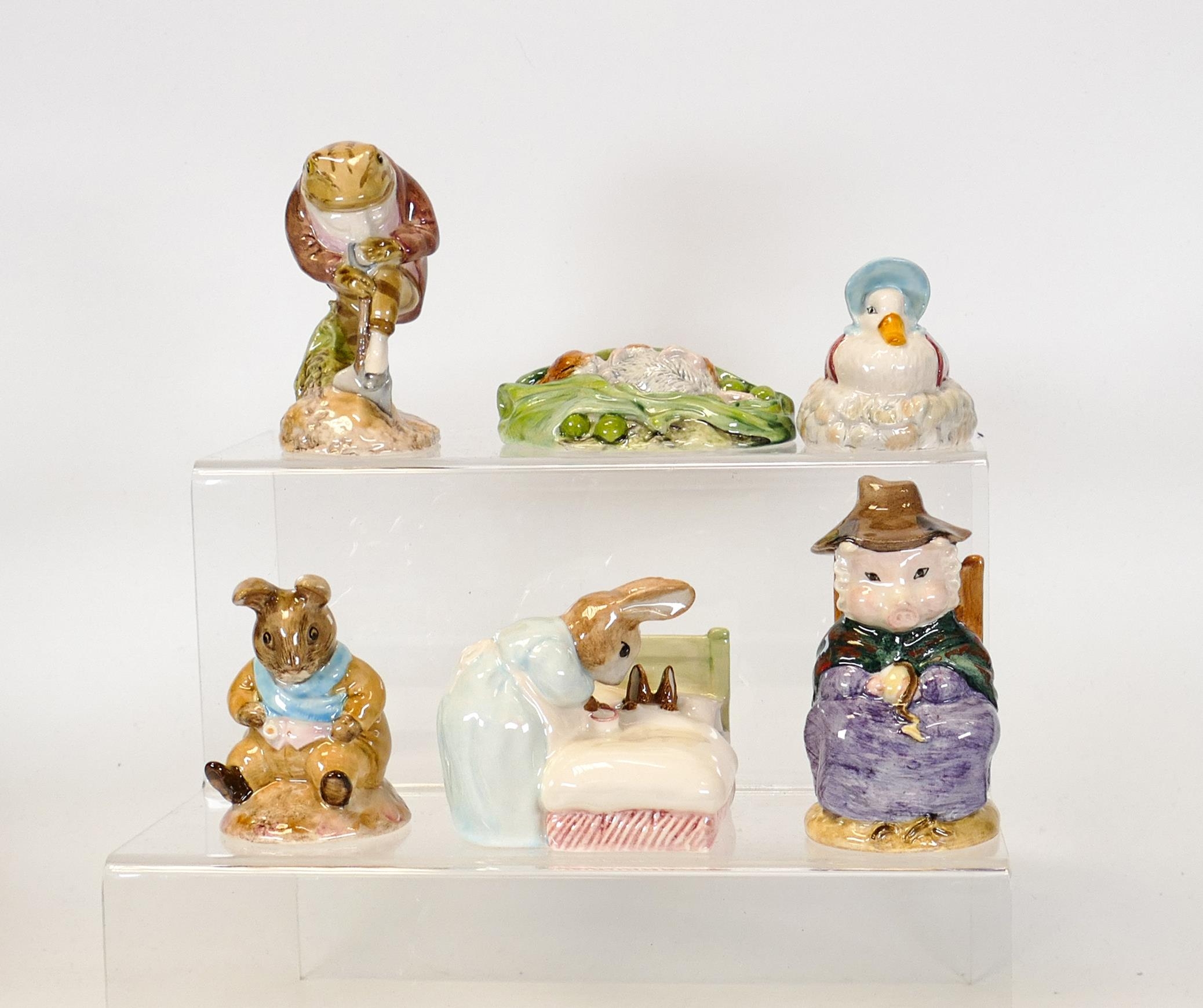 Royal Albert BP6 Beatrix Potter Figures And This Pig Had None, Peter in Bed, Old Mr Bouncer,