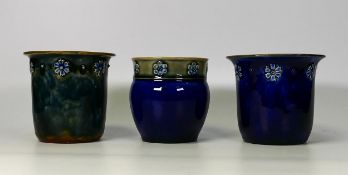 Royal Doulton & Doulton Lambeth stoneware vases, tallest 9cm(3)