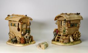 Two Bowen Williams gypsy caravan figures. Damages to both,some pieces present