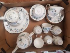 Colclough tea ware items to include Two Teapots, cake plate, milk / sugar and 6 trios (1 tray)