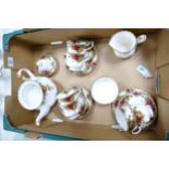 Royal Albert Old Country Rose Patterned 22 piece Tea Set, one cup marked seconds