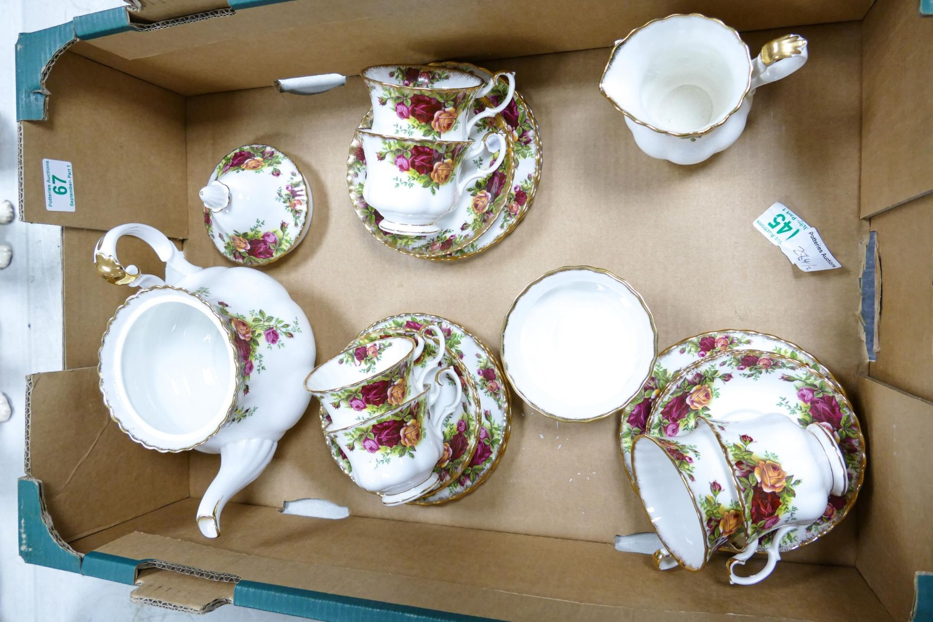 Royal Albert Old Country Rose Patterned 22 piece Tea Set, one cup marked seconds