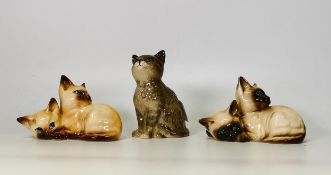Three Beswick Kittens including Siamese Kittens 1296 x2 & Persian Kitten 1886(3)