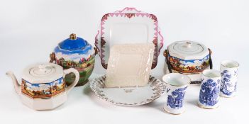 Celia Gibson teapot and biscuit barrel 8550, Newhall biscuit barrel, Royal Albert Anniversary plate,