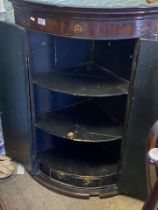 Inlaid Mahogany effect Corner / wall cupboard with interior shelving