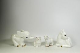 John Beswick & Coalport White & Gilt Animal Figures , tallest 11cm together with Beswick Cats to
