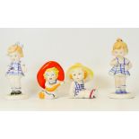 1950's Fairylite Foreign Pottery Girl Figures, height of tallest 14cm(4)