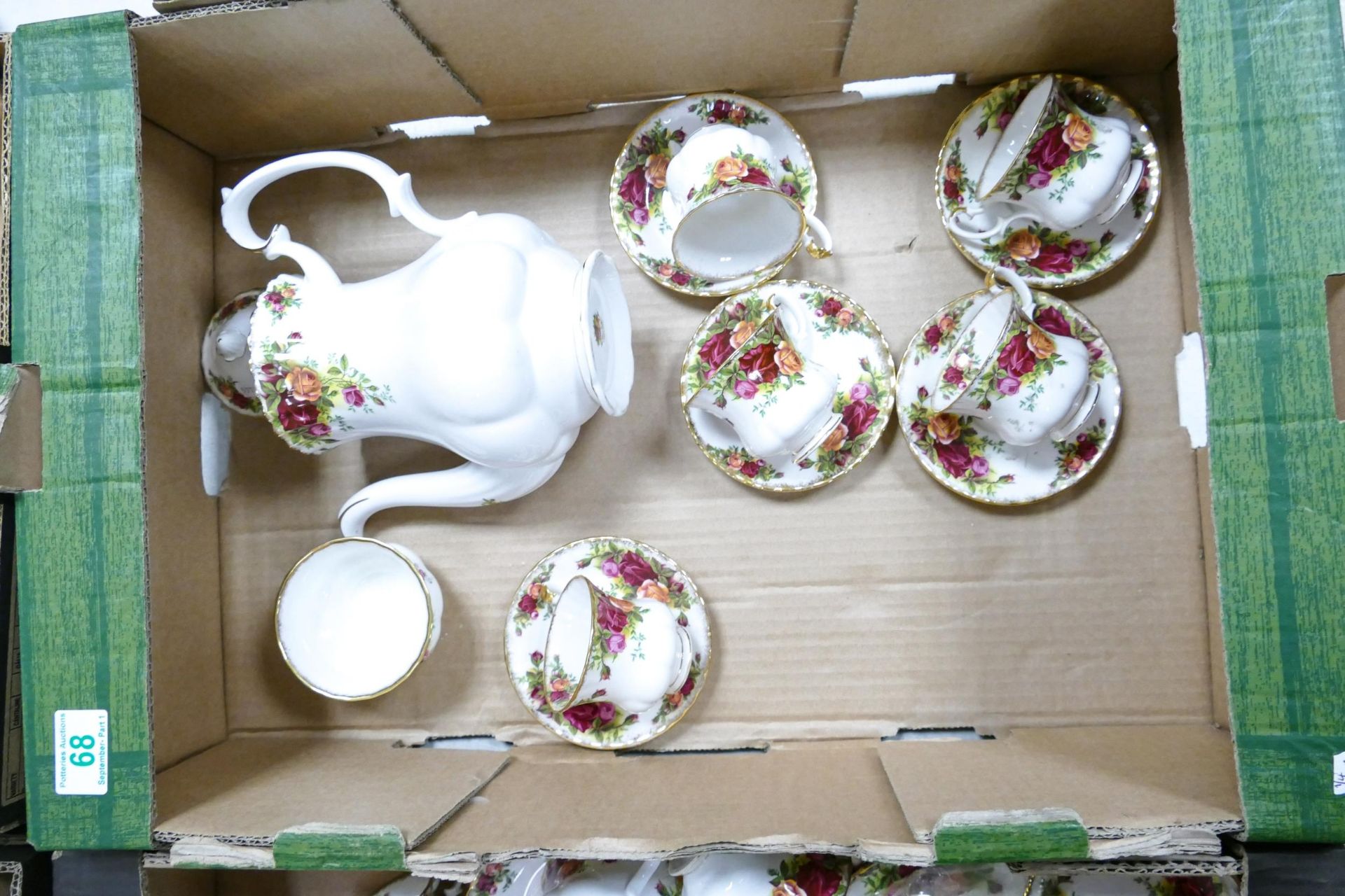 Royal Albert Old Country Rose patterned part coffee set, seconds