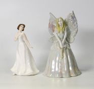Royal Doulton lady figure Cherish HN4442 togther with potting figure Fairy Godmother (2)