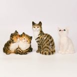 Beswick Cats to include Grey Striped Seated Cat 1031, Grey Persian Kittens 1316 & White Persian