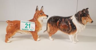 Royal Doulton Dogs Collie Hn1059 & Corgi Hn1649(2)