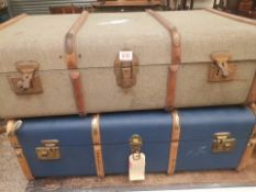 Two Early 20th Century Banded Travelling Trunks