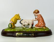 Royal Doulton Winnie the pooh tableau figure Eeyore Lodes a tail, with wood plinth.