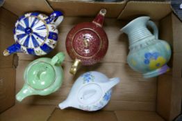 four tea pots to include examples by Radford, saddler, sudlowd, Weatherby together with art decode