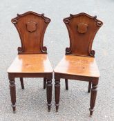 Pair of 19th Century Mahogany Shield Back Hall Chairs(2)