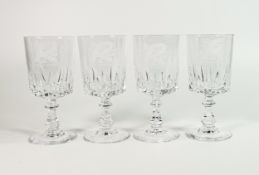 Set of four boxed Raleigh 500 Club boxed commemorative glass goblets & 2 matching menus, one with