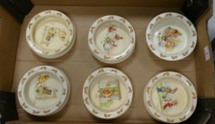 collection of six Royal Doulton bunnykins oatmeal bowls from designes by Barbara Vernon