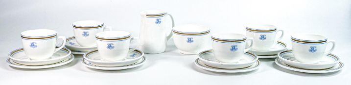 Wedgwood 'RAC' monogrammed 20 piece tea set to include six trios, milk and sugar.