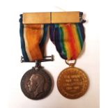 A pair of First World War medals awarded to 30431 Pte W. Stanworth, E. York. R.
