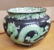 Large early 20th century Dragon themed planter backstamp reads 'Bisto England' (Bishop & Stonier)