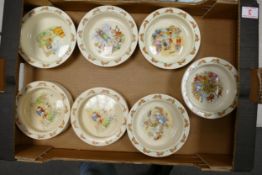 Collection of seven Royal Doulton Bunnykins baby plates