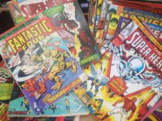 A collection of 1970's & later DC & Marvel Comics includng The Super Heroes, The mighty World of