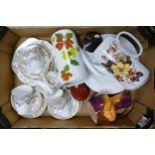 A mixed collection of items to include gilt decorated tea ware, Johnson Bros coffee pots, Fryer &