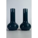 Pair early 20th century Japanese blue glazed pottery vases, h.20cm. (2)