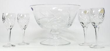 Three items of Royal Doulton glassware to include Crystal fruit bowl, tall sherry glasses and tall