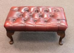 Ox Blood Leather Coloured Chesterfield type foot stool