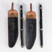 Two Regimental type cased Piccolo instruments, length 38cm (2)