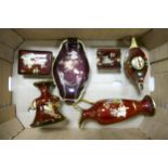 A collection of Rouge Royale items to include table lighter, vases, dishes etc.