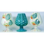 Three Mid Century Beswick Brandy Glass Shaped vases, height 21cm (3)(1 a/f).