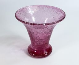 Pink Art glass flared vase, height 17cm