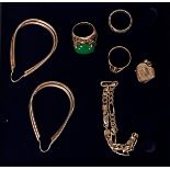 A collection of Silver jewellery including earrings, bracelet, three rings etc, 28.1g.