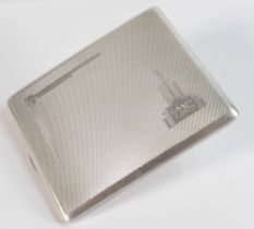 Silver cigarette case Art Deco style, weight 129.8g, B'ham 1932. Engraved monogram.