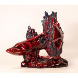 Peggy Davies Ruby Fusion Pike, overpainted by vendor, height 25cm