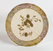 Royal China Works Worcester reticulated plate, gilded floral decoration, d,22.5cm.