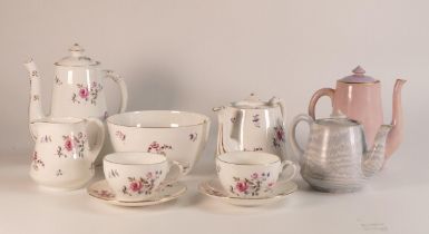Shelley ware in patterns 8702 & 8703 to include coffee pot, teapot, 2 coffee cups, milk jug, sugar